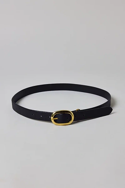 Urban Outfitters Essential Oval Buckle Leather Belt In Black/gold, Women's At  In Multi