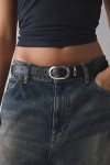Urban Outfitters Essential Oval Buckle Leather Belt In Black/silver, Women's At  In Multi