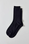 Urban Outfitters Essential Pointelle Crew Sock In Black, Women's At