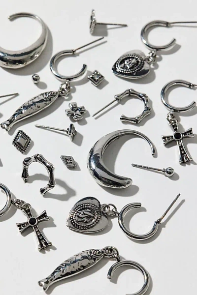 Urban Outfitters Essential Silver Multi Earrings Set In Silver, Women's At