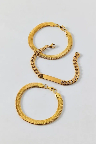 Urban Outfitters Essential Stainless Steel Chain Bracelet Set In Gold, Men's At