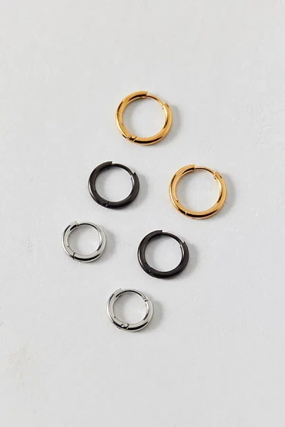 Urban Outfitters Essential Stainless Steel Hoop Earring Set In Silver, Men's At