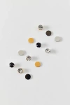 Urban Outfitters Essential Stainless Steel Stud Earring Set In Silver/gold/black, Men's At  In Silver/gold/black
