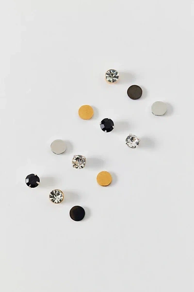 Urban Outfitters Essential Stainless Steel Stud Earring Set In Silver/gold/black, Men's At