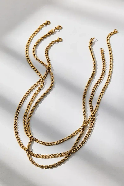 Urban Outfitters Essential Waterproof Trio Layering Chain Necklace In Gold, Men's At