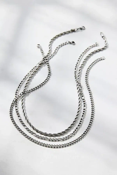 Urban Outfitters Essential Waterproof Trio Layering Chain Necklace In Silver, Men's At