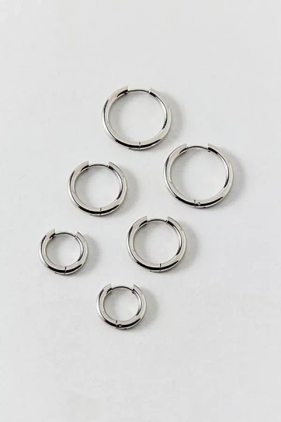 Urban Outfitters Essential Waterproof Tube Hoop Earring Set In Silver, Women's At