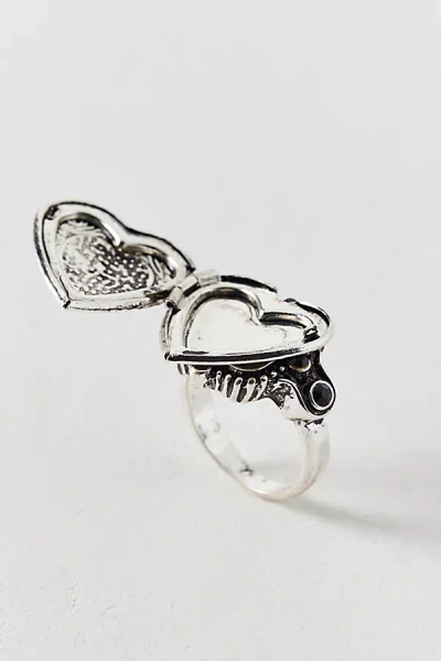 Urban Outfitters Etched Heart Locket Ring In Silver Etched, Women's At