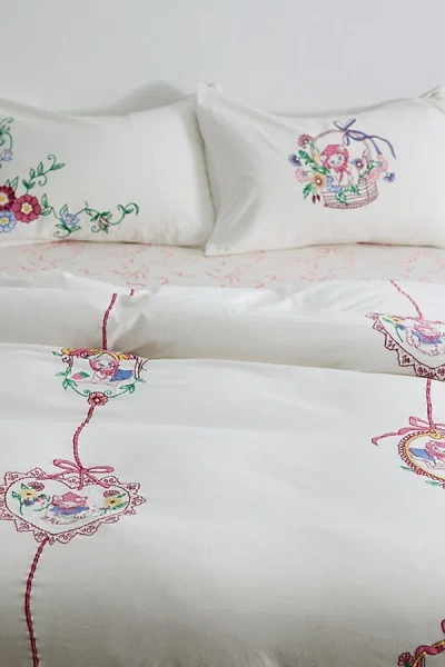 Urban Outfitters Eve Hankies Cat Embroidered Duvet Cover In White At
