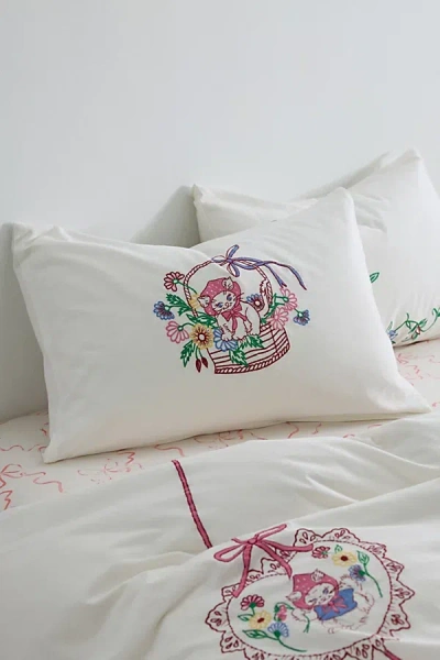 Urban Outfitters Eve Hankies Cat Embroidered Sham Set In White At