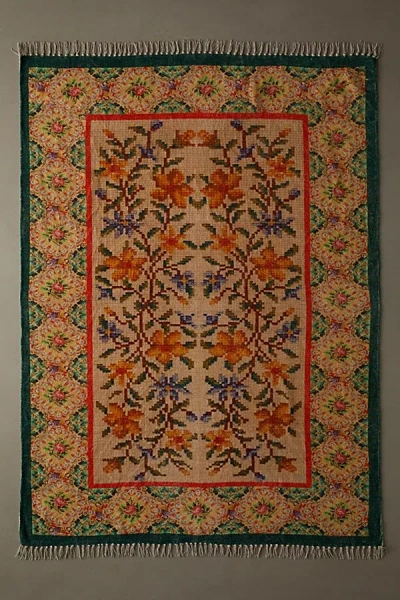 Urban Outfitters Evelyn Needlepoint Digital Printed Rug In Green At  In Animal Print