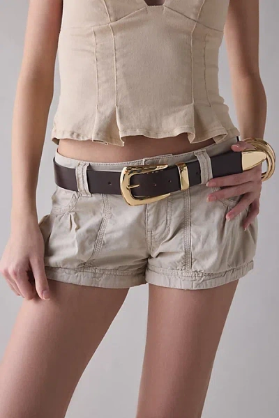 Urban Outfitters Everyday Western Leather Belt In Brown, Women's At  In Gray