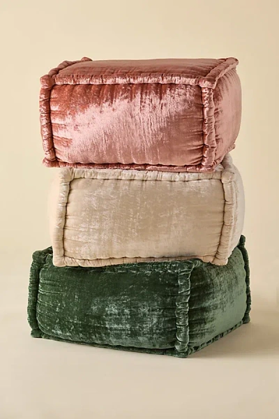 Urban Outfitters Evie Square Velvet Bean Bag Ottoman In Ivory At