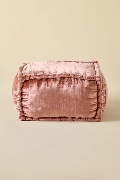 Urban Outfitters Evie Square Velvet Bean Bag Ottoman In Rose At