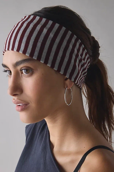 Urban Outfitters Evie Striped Headwrap Wide Headband In Maroon, Women's At  In Burgundy