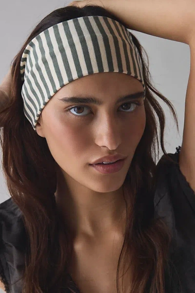 Urban Outfitters Evie Striped Headwrap Wide Headband In Olive, Women's At  In Green