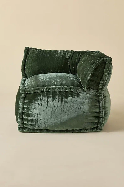 Urban Outfitters Evie Velvet Bean Bag Corner Lounge Chair In Green At