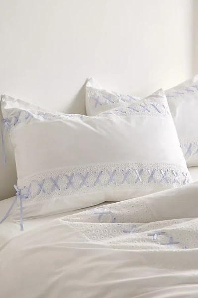 Urban Outfitters Eyelet Laced Detail Sham Set In White At