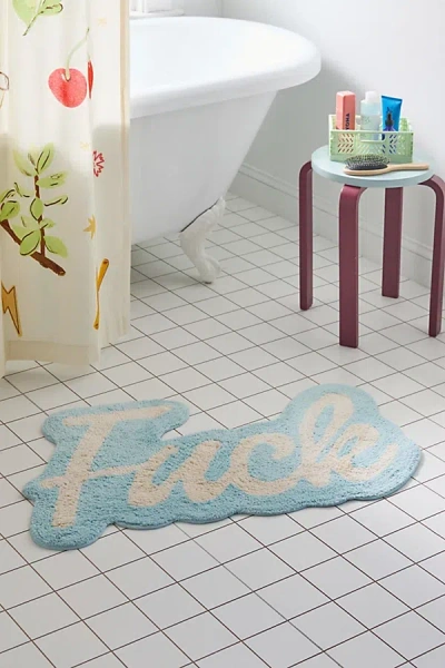 Urban Outfitters F*** Bath Mat In Pastel Blue At