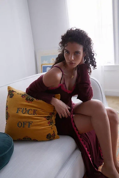 Urban Outfitters F*** Off Throw Pillow In Yellow At  In Orange