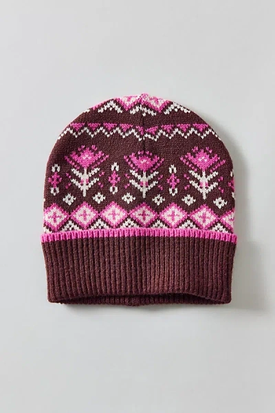 Urban Outfitters Fair Isle Knit Beanie In Brown, Women's At  In Gold