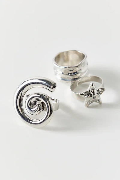 Urban Outfitters Falling Star Silver Rings Set In Silver, Women's At  In Metallic