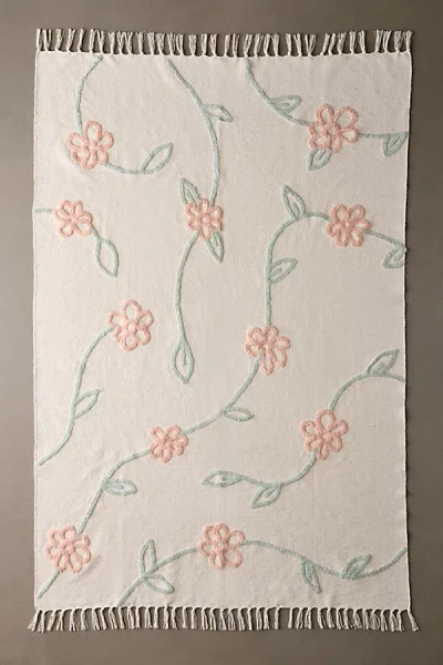 Urban Outfitters Falling Vines Floral Hilo Tufted Rug In White At  In Neutral