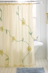 Urban Outfitters Falling Vines Floral Tufted Shower Curtain In Yellow At