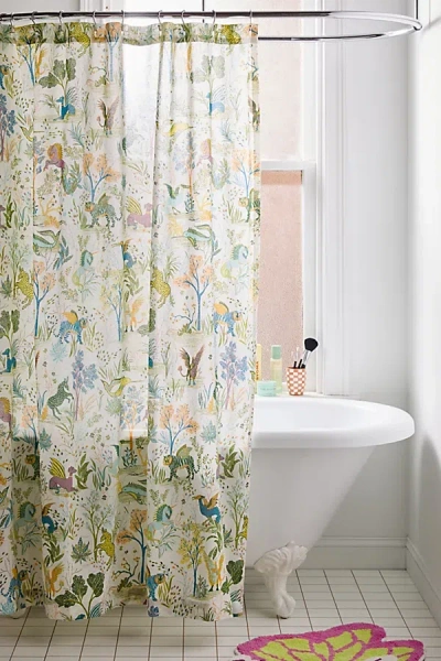 Urban Outfitters Fanciful Forest Shower Curtain In Blue At