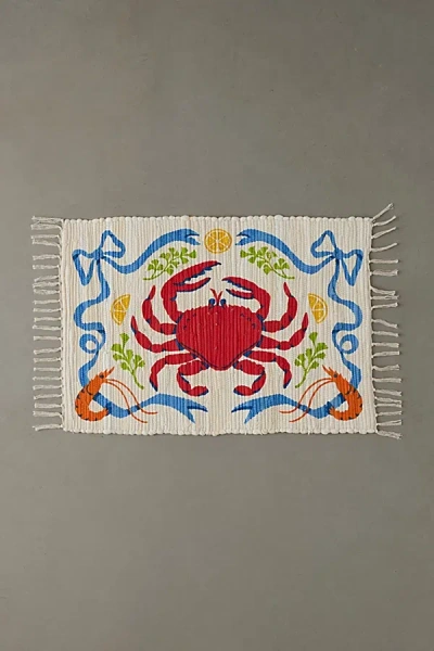 Urban Outfitters Fancy Crab Printed Rag Rug In Red At