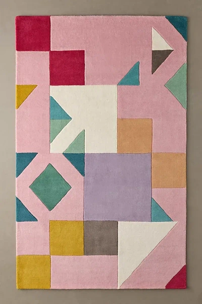 Urban Outfitters Farrah Colorblocked Tufted Wool Rug In Pink At  In Multi