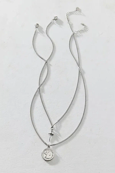 Urban Outfitters Fatale Waterproof Layering Necklace Set In Silver, Women's At  In Metallic