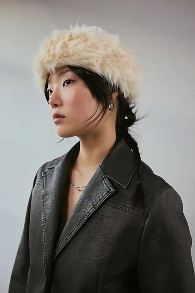 Urban Outfitters Faux Fur Cuff Fleece Hat In Cream, Women's At