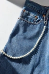 Urban Outfitters Faux Pearl Beaded Wallet Chain In Silver, Men's At  In Silver