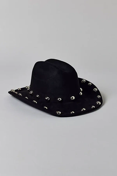 Urban Outfitters Faux Suede Studded Cowboy Hat In Black, Women's At