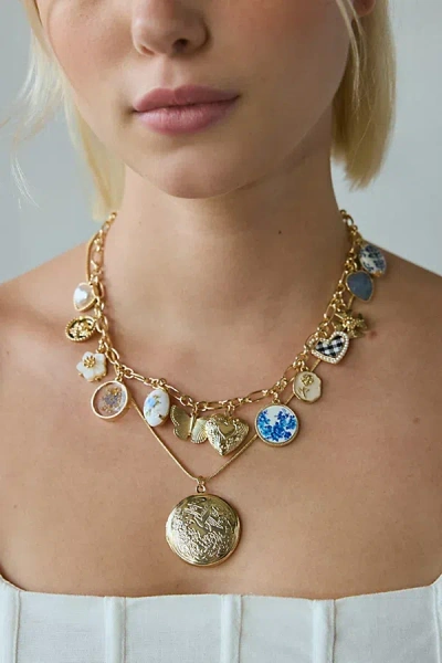 Urban Outfitters Fawn Locket Layering Charm Necklace Set In Gold, Women's At