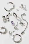 Urban Outfitters Faye Bows And More Post & Hoop Earring Set In Silver, Women's At
