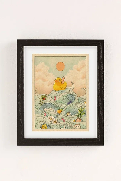 Urban Outfitters Felicia Chao Duck At Sea Art Print In Black Wood Frame At  In Neutral