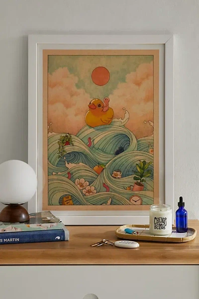 Urban Outfitters Felicia Chao Duck At Sea Art Print In Modern White At  In Brown