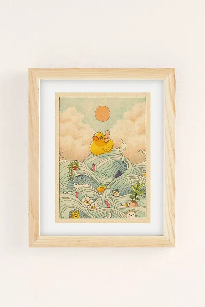 Urban Outfitters Felicia Chao Duck At Sea Art Print In Natural Wood Frame At  In Neutral
