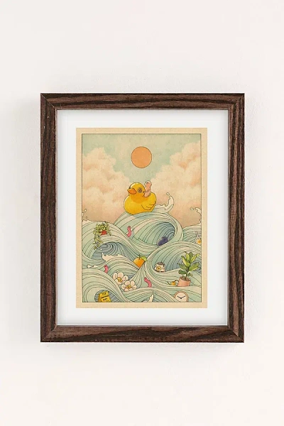 Urban Outfitters Felicia Chao Duck At Sea Art Print In Walnut Wood Frame At  In Neutral