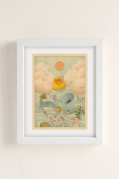 Urban Outfitters Felicia Chao Duck At Sea Art Print In White Wood Frame At  In Neutral