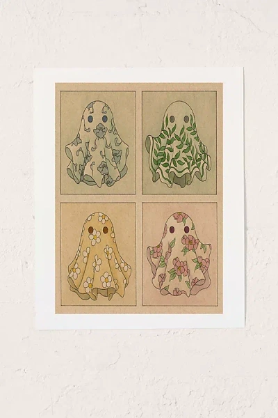 Urban Outfitters Felicia Chao Floral Ghosties Art Print At  In White