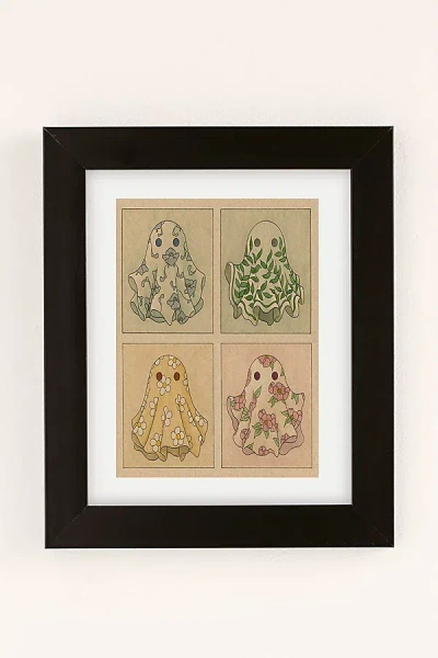 Urban Outfitters Felicia Chao Floral Ghosties Art Print In Black Matte Frame At
