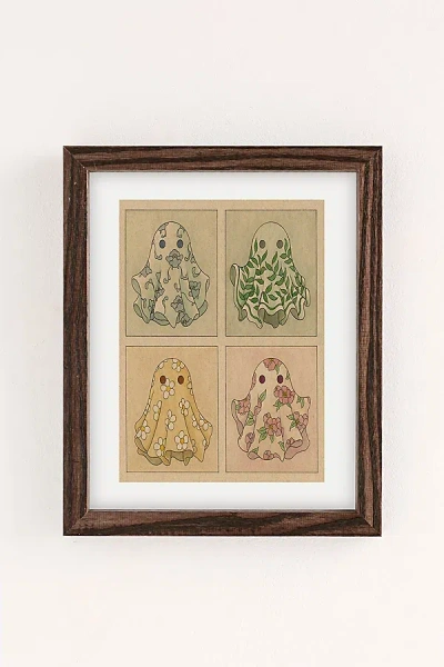 Urban Outfitters Felicia Chao Floral Ghosties Art Print In Walnut Wood Frame At  In Brown
