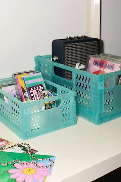 Urban Outfitters Felix Jelly Folding Storage Crate In Turquoise At