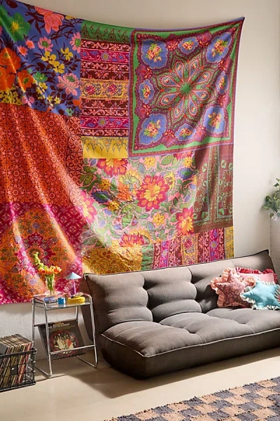 Urban Outfitters Festival Floral Patchwork Tapestry At  In Multi
