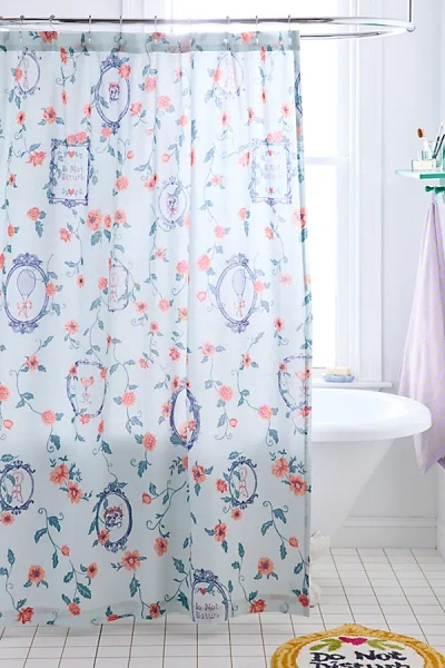 Urban Outfitters Finley Floral Frame Patterned Shower Curtain In Blue At