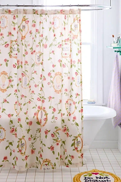 Urban Outfitters Finley Floral Frame Patterned Shower Curtain In White At