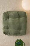 Urban Outfitters Finn Velvet Square Floor Pillow In Green At